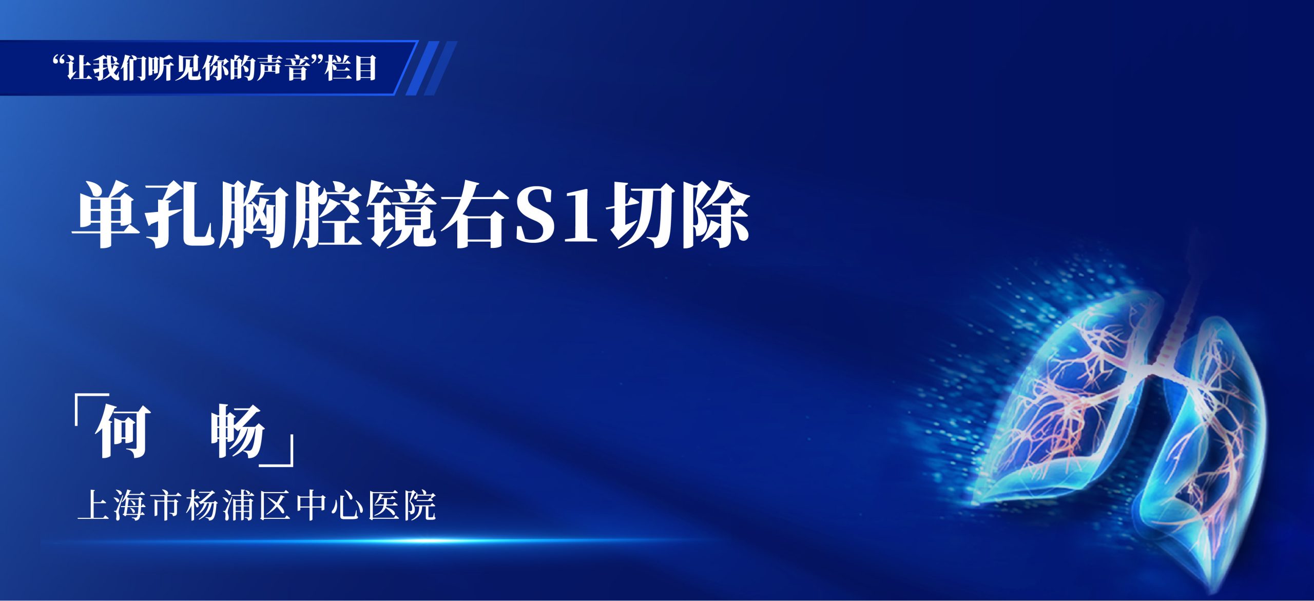 何畅 单孔胸腔镜右S1切除-外科技术网